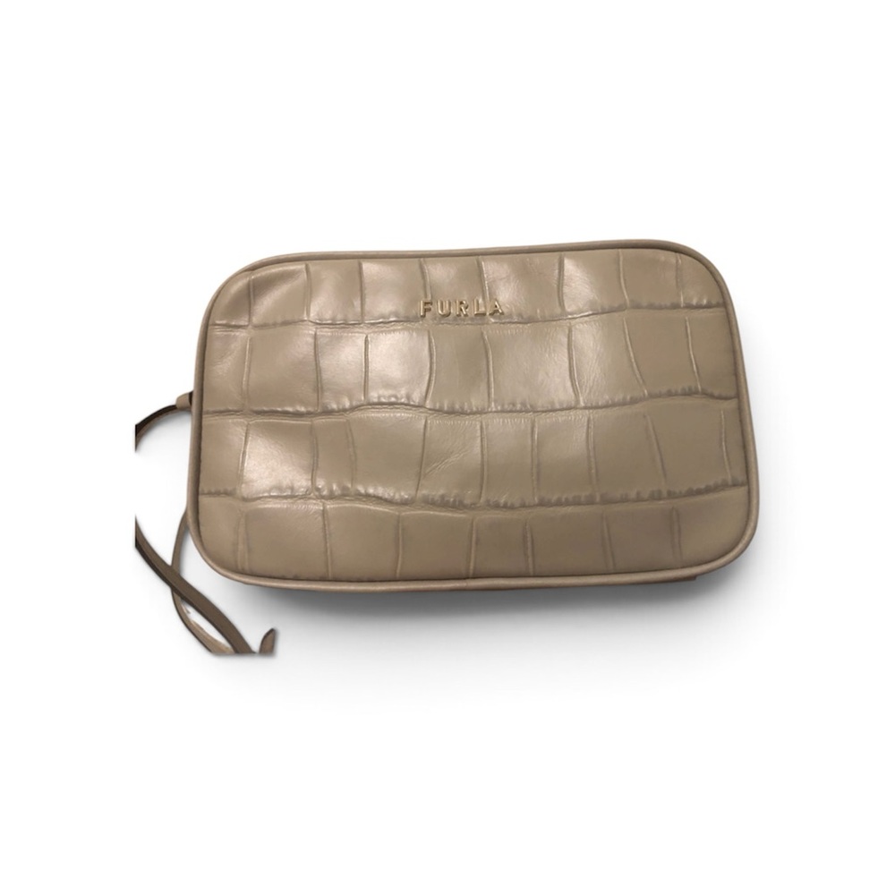 Furla Croc-Embossed Crossbody Bag in Gray